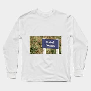 Out of bounds sign white lettering on blue on golf course. Long Sleeve T-Shirt